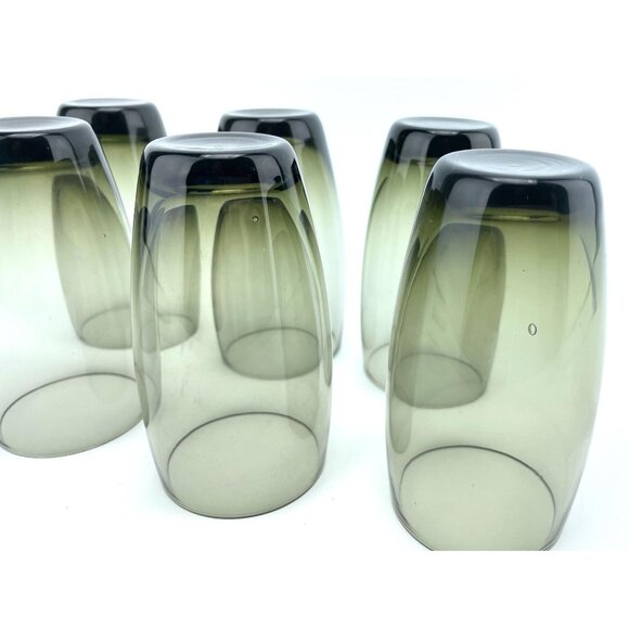 Vintage 60s smokey water glasses, Mid Century Modern, Set of 6, small 4 oz - Picture 6 of 6